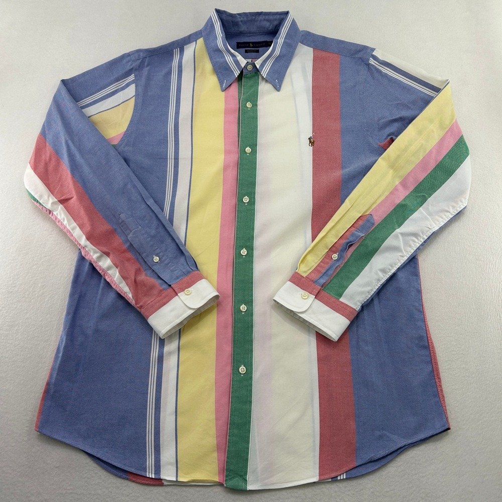 Polo Ralph Lauren XL Classic Fit Striped Oxford Button Down Shirt Multi Color
